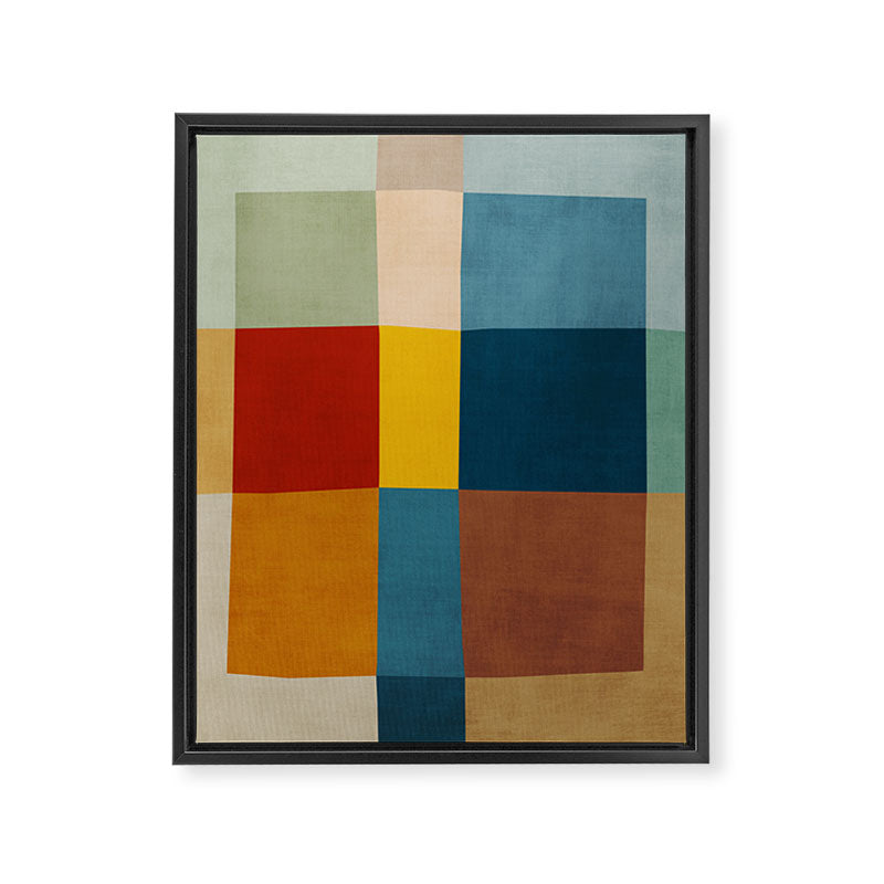 Mid-Century Modern Geometric Warm Tones Artwork Framed Canvas Print Gallery Image 6
