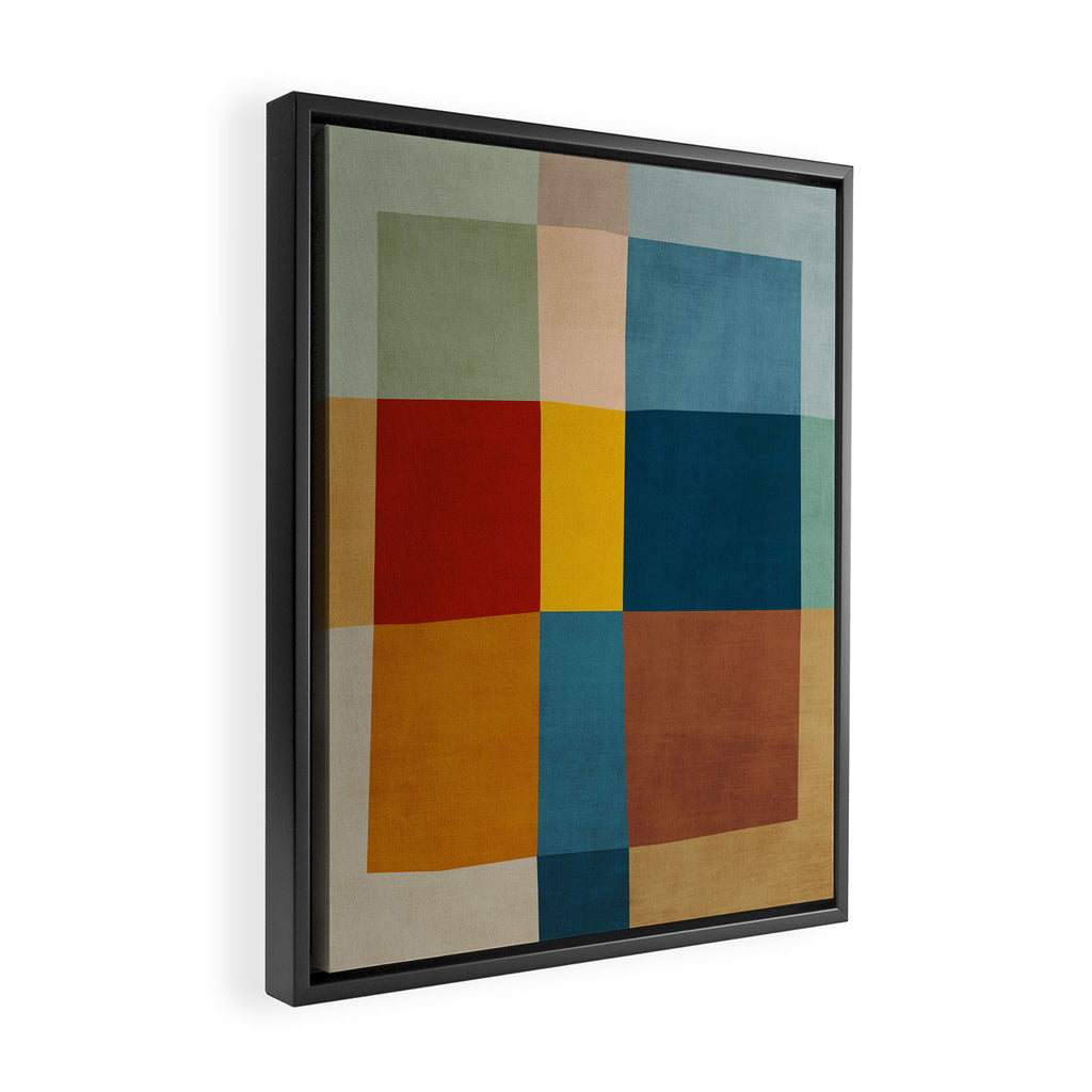 Mid-Century Modern Geometric Warm Tones Artwork Framed Canvas Print Gallery Image 2
