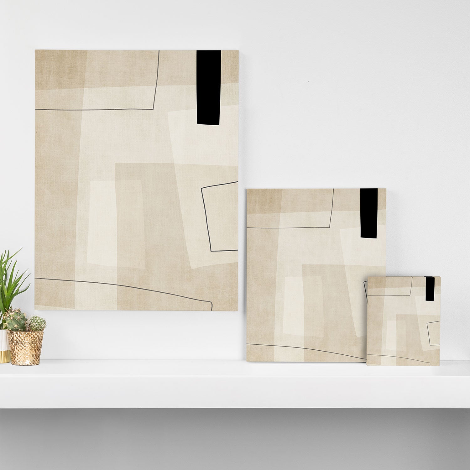 Minimalist Beige Black Japandi Artwork II Canvas Print Gallery Image 3