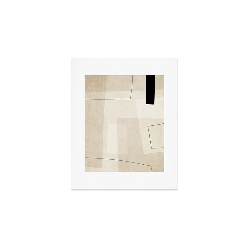 Minimalist Beige Black Japandi Artwork II Art Print Gallery Image 1