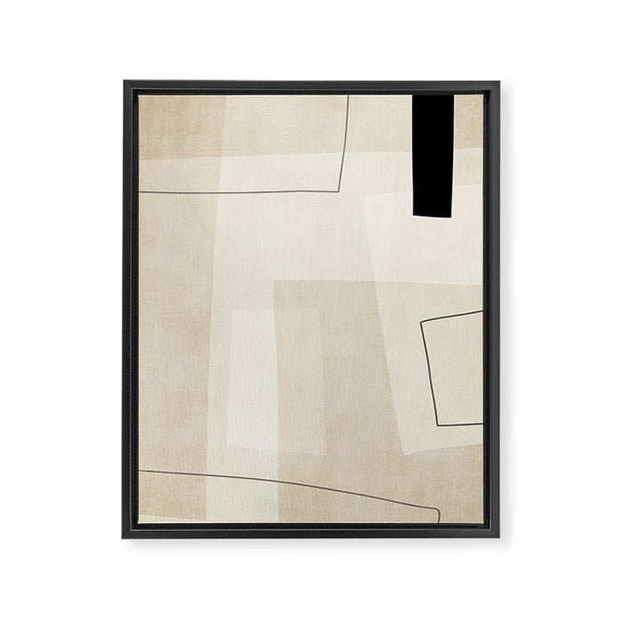 Minimalist Beige Black Japandi Artwork II Framed Canvas Print Gallery Image 1