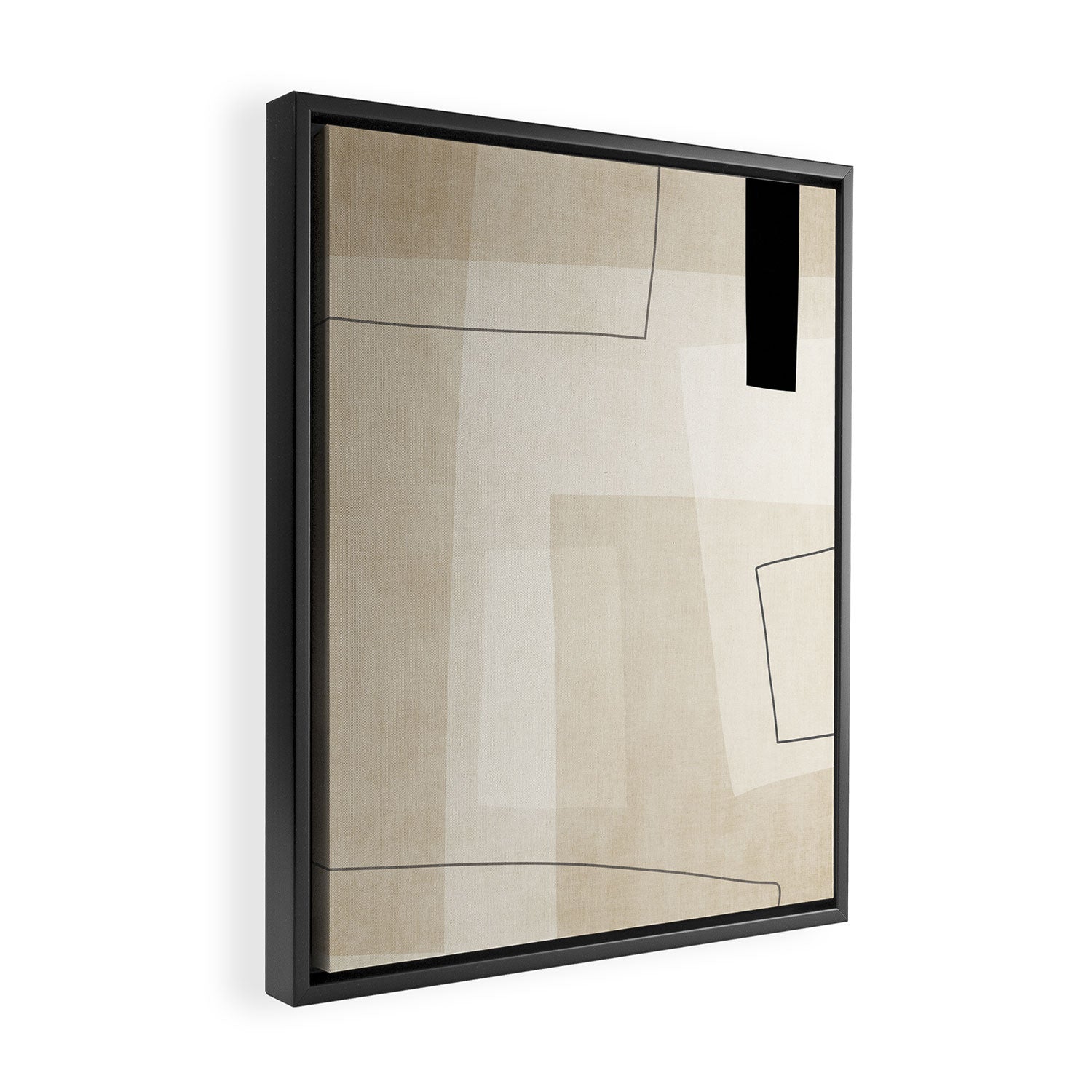 Minimalist Beige Black Japandi Artwork II Framed Canvas Print Gallery Image 2