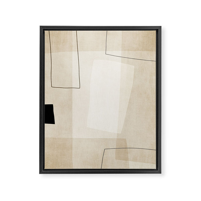 Minimalist Beige Black Japandi Artwork I Framed Canvas Print Gallery Image 1
