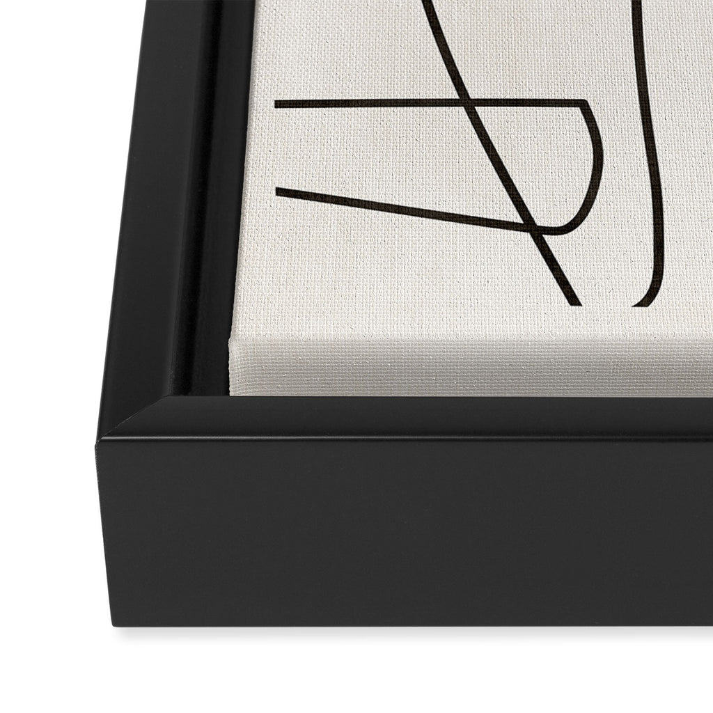 Minimalist Black White Abstract Line Art Framed Canvas Print Gallery Image 3