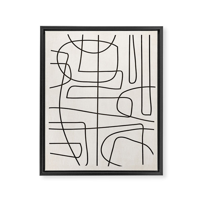 Minimalist Black White Abstract Line Art Framed Canvas Print Gallery Image 1