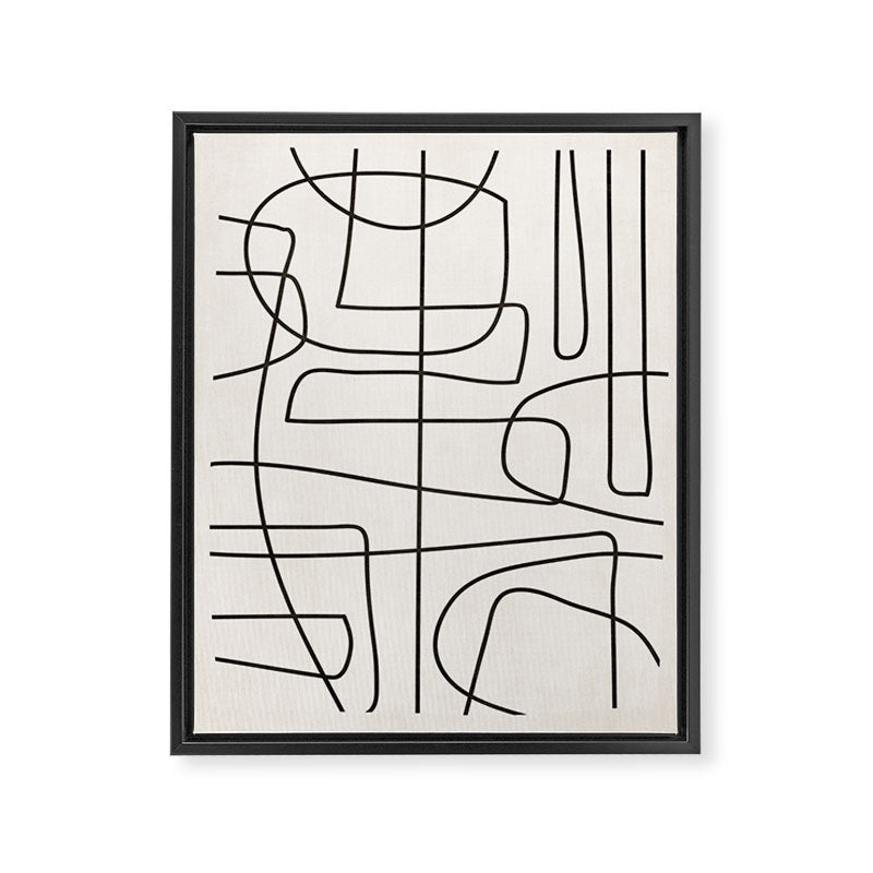Minimalist Black White Abstract Line Art Framed Canvas Print Gallery Image 6