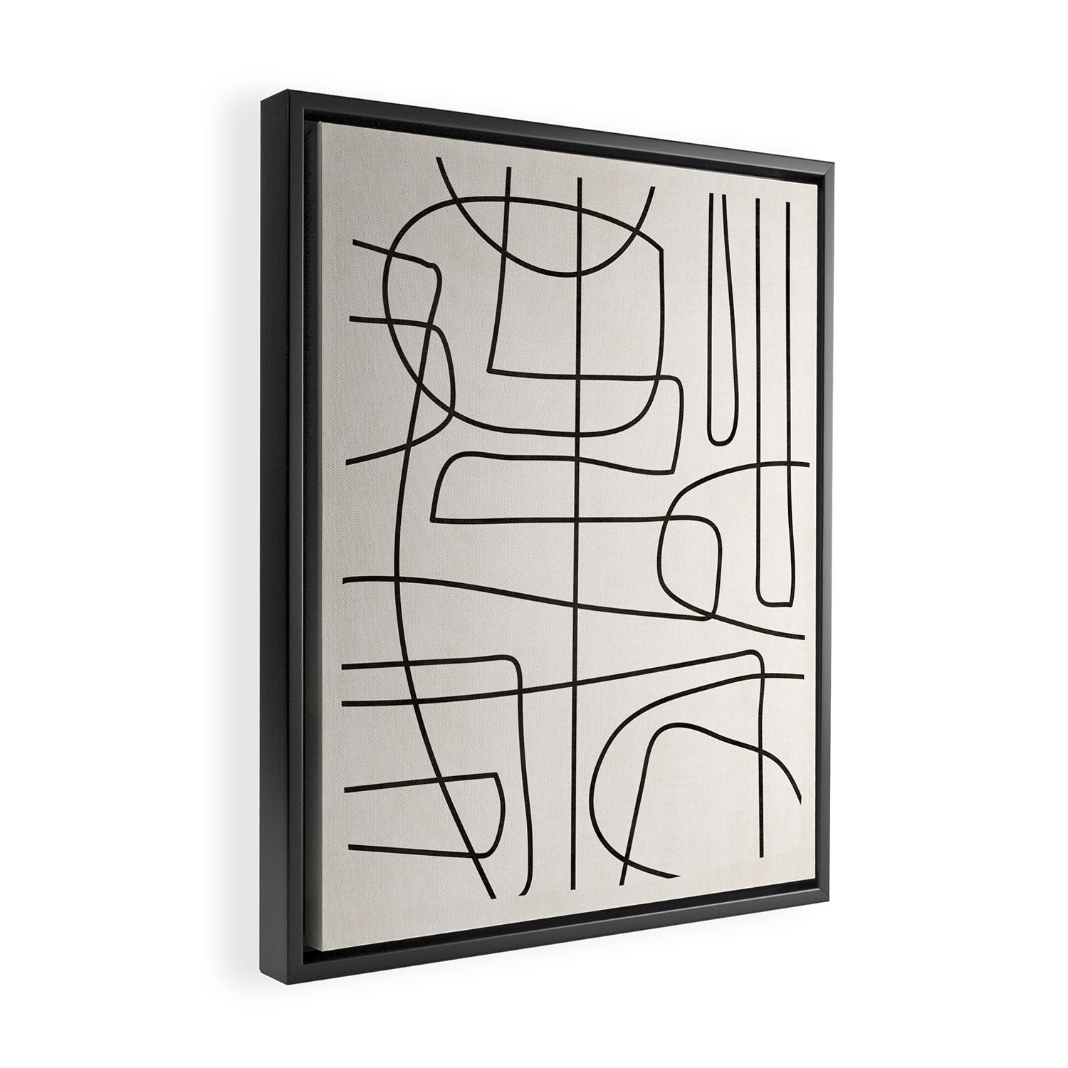 Minimalist Black White Abstract Line Art Framed Canvas Print Gallery Image 2
