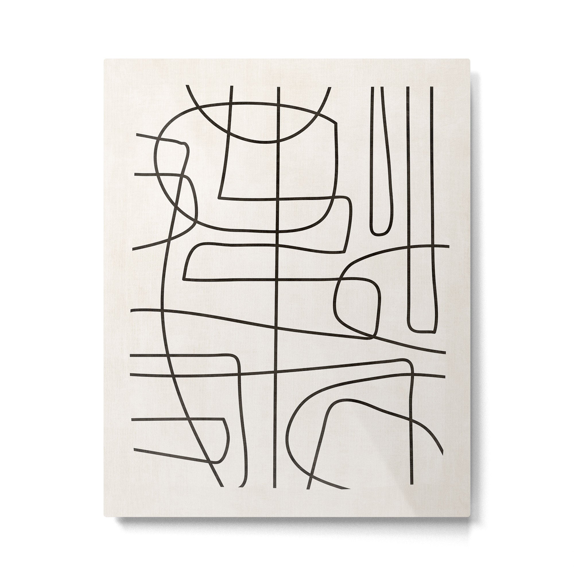 Minimalist Black White Abstract Line Art Metal Print Gallery Image 4