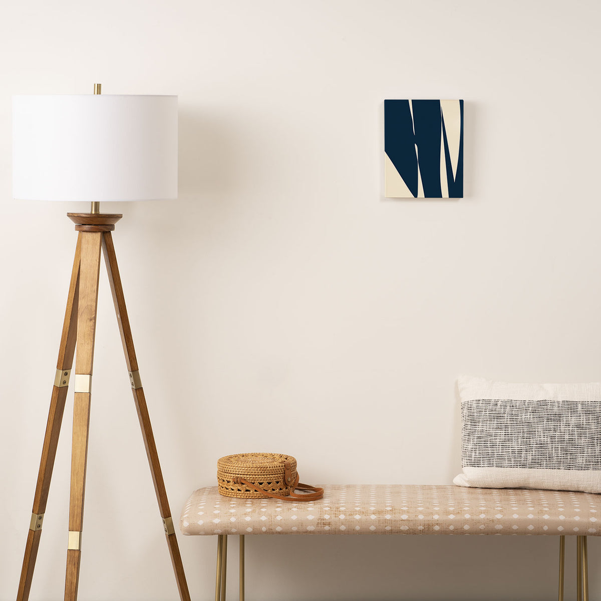 Minimalist Blue & Ivory Abstract Shapes Canvas Print Gallery Image 2
