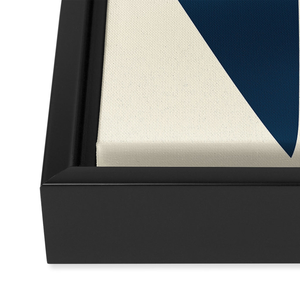 Minimalist Blue & Ivory Abstract Shapes Framed Canvas Print Gallery Image 3