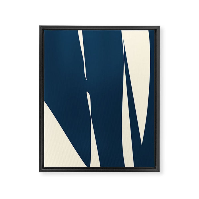 Minimalist Blue & Ivory Abstract Shapes Framed Canvas Print Gallery Image 1