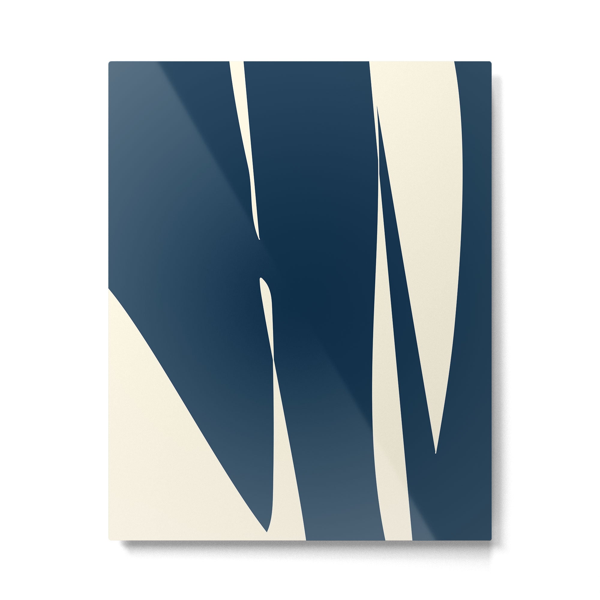 Minimalist Blue & Ivory Abstract Shapes Metal Print Gallery Image 6