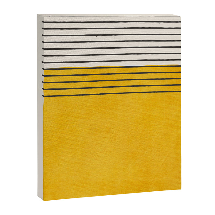 Minimalist Bright Yellow Black Horizontal Lines Canvas Print Gallery Image 1