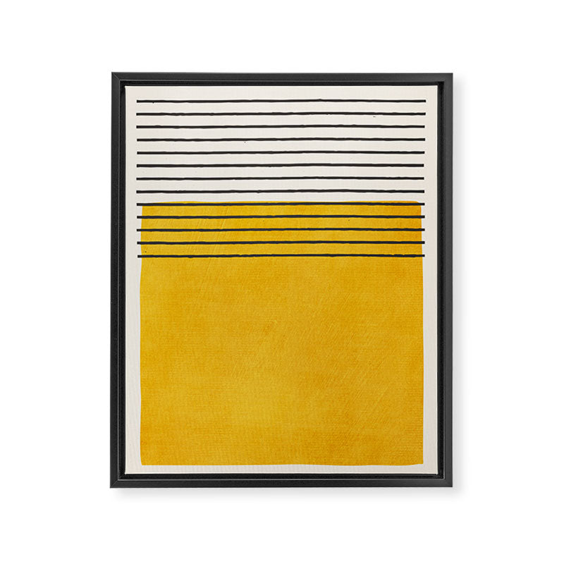 Minimalist Bright Yellow Black Horizontal Lines Framed Canvas Print Gallery Image 6