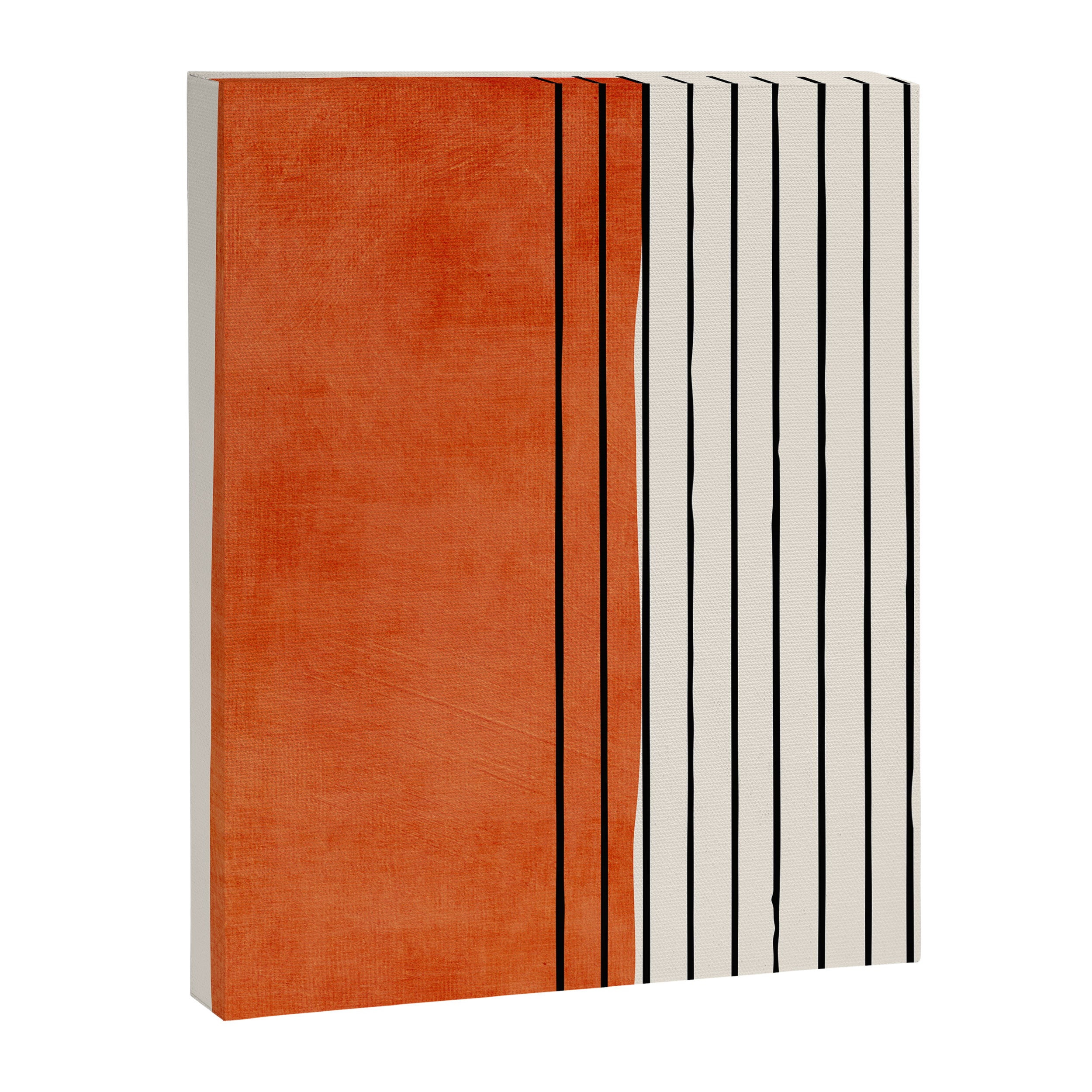 Minimalist Burnt Orange Black Vertical Lines Canvas Print Gallery Image 6