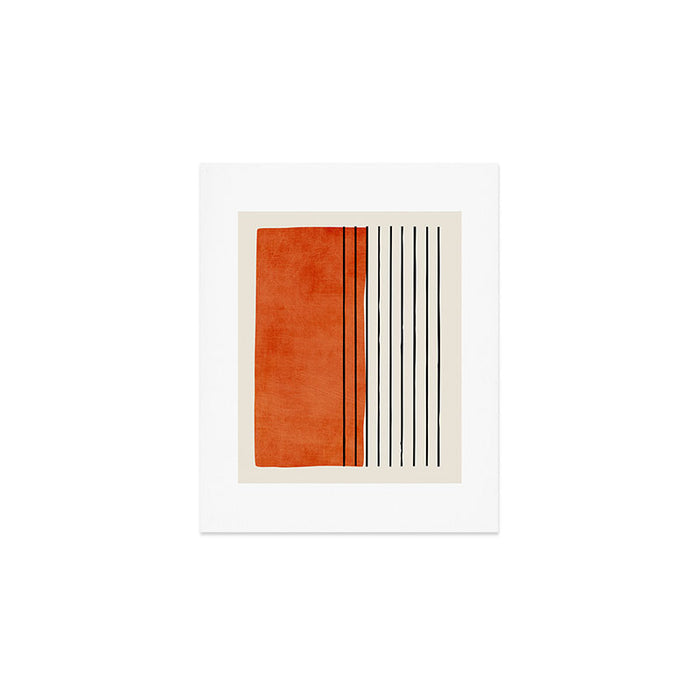Minimalist Burnt Orange Black Vertical Lines Art Print Gallery Image 1