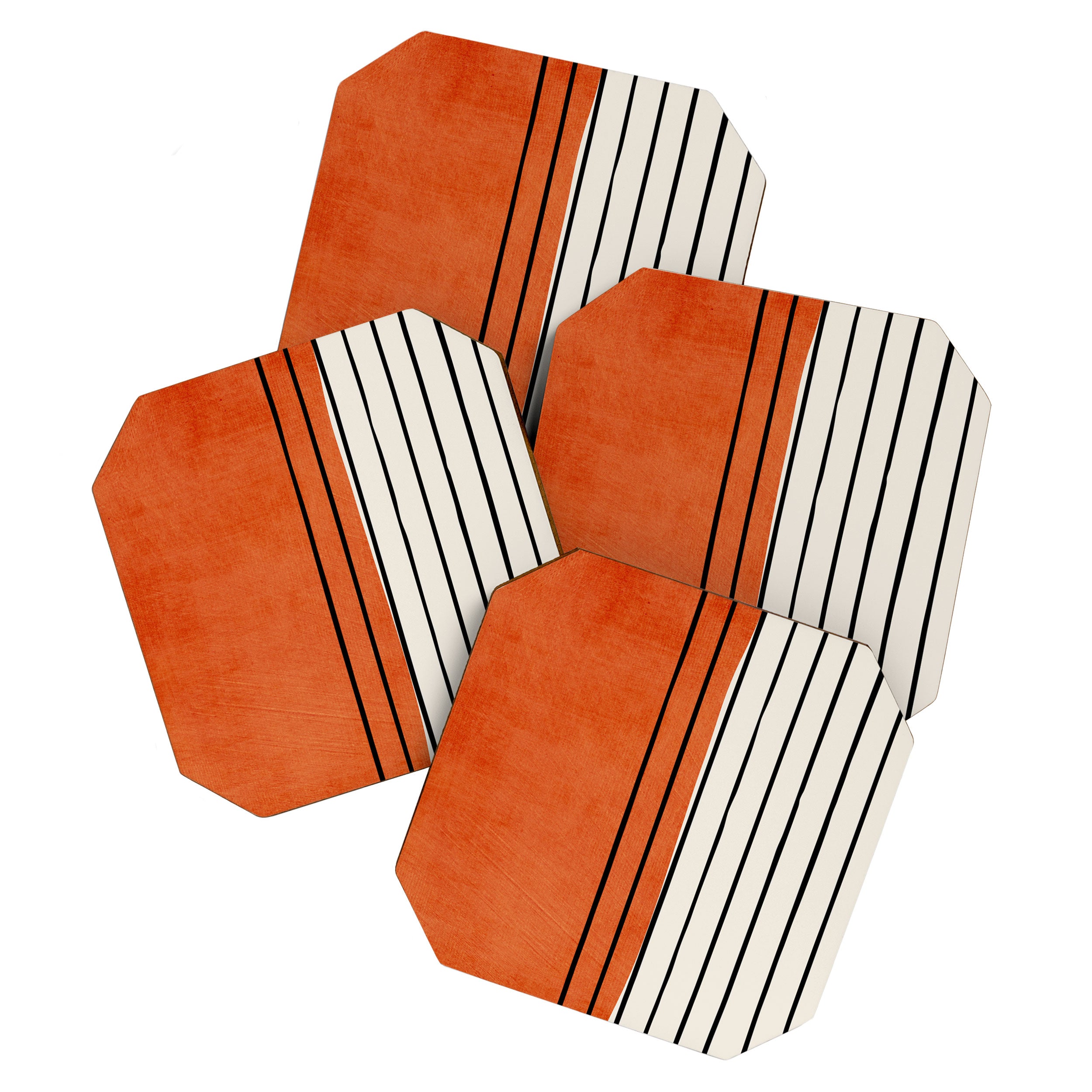 Minimalist Burnt Orange Black Vertical Lines Coaster Gallery Image 1