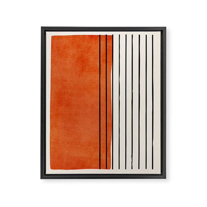 Minimalist Burnt Orange Black Vertical Lines Framed Canvas Print Gallery Image 1