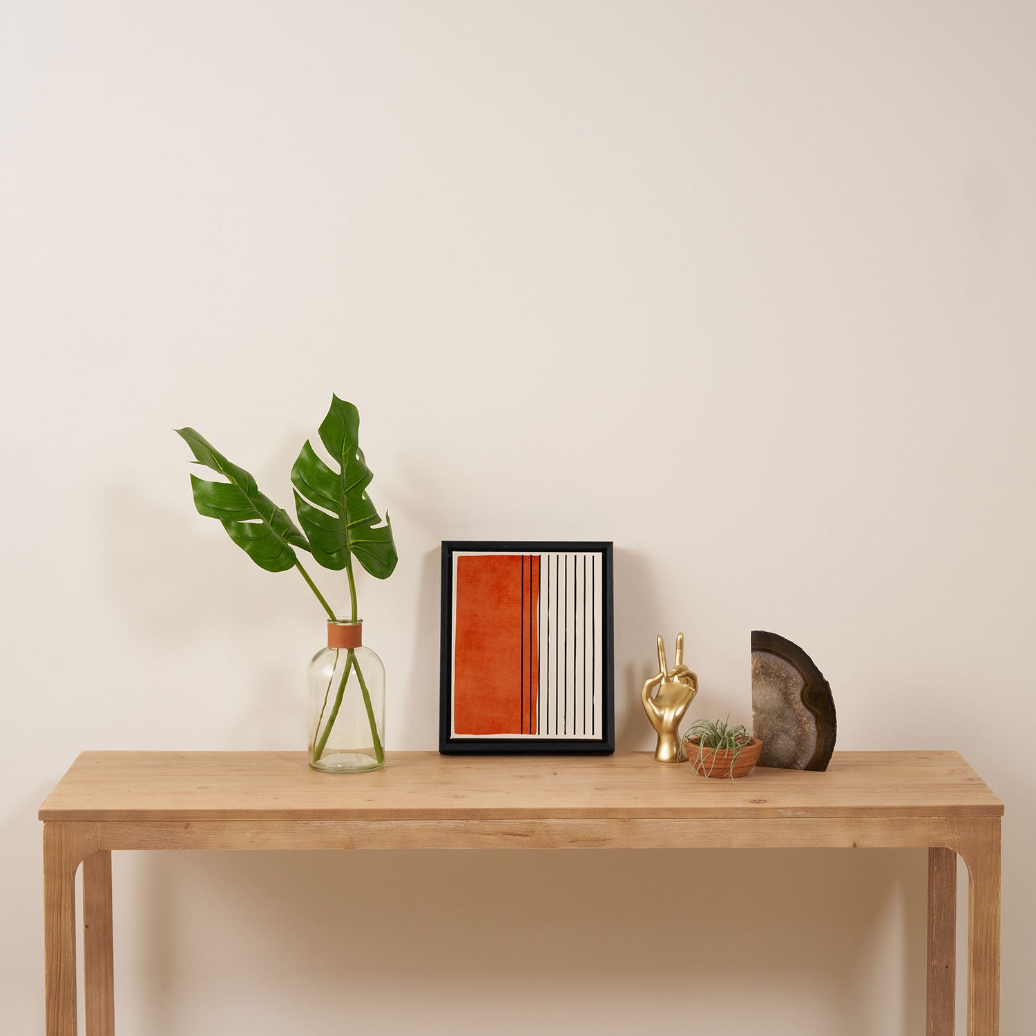 Minimalist Burnt Orange Black Vertical Lines Framed Canvas Print Gallery Image 4