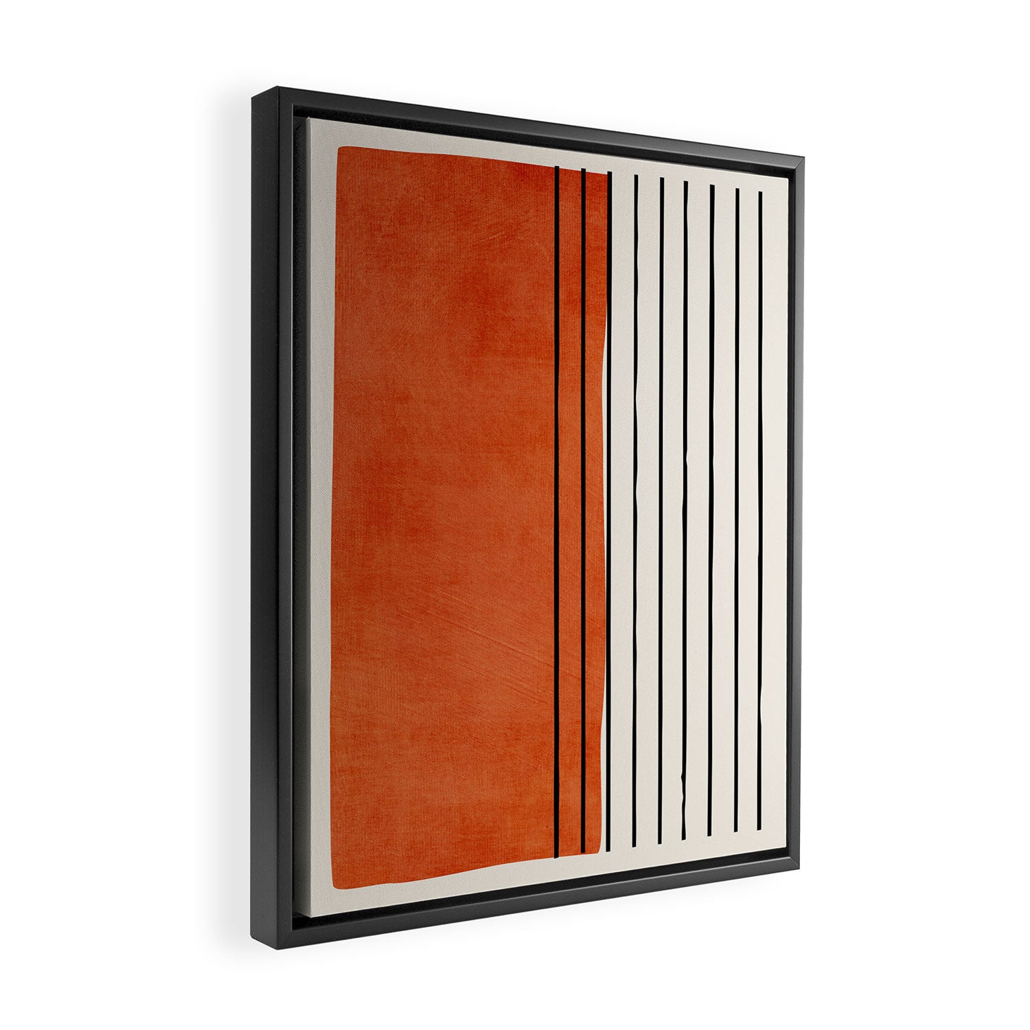 Minimalist Burnt Orange Black Vertical Lines Framed Canvas Print Gallery Image 2