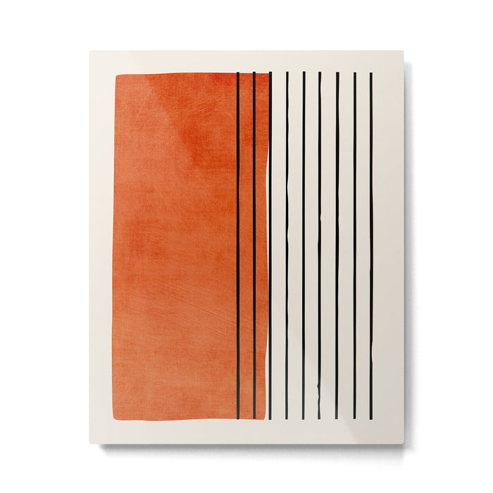 Minimalist Burnt Orange Black Vertical Lines Metal Print Gallery Image 1