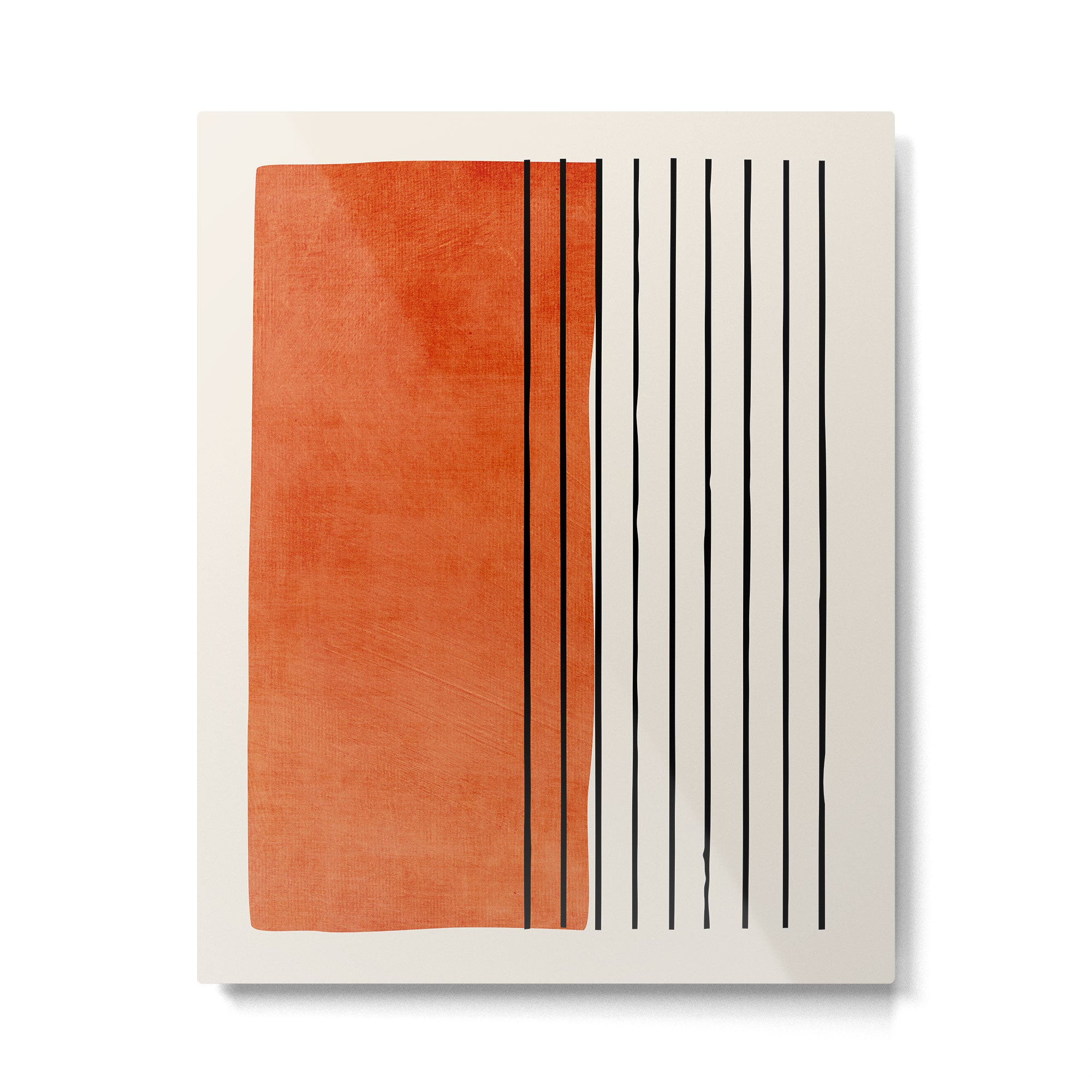 Minimalist Burnt Orange Black Vertical Lines Metal Print Gallery Image 4
