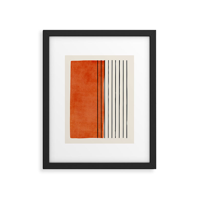Minimalist Burnt Orange Black Vertical Lines Framed Art Print Gallery Image 4