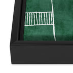 Minimalist Dark Green White Lines Artwork Framed Canvas Print Gallery Image 3