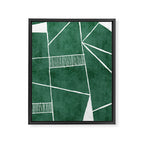 Minimalist Dark Green White Lines Artwork Framed Canvas Print Gallery Image 6