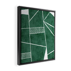 Minimalist Dark Green White Lines Artwork Framed Canvas Print Gallery Image 2