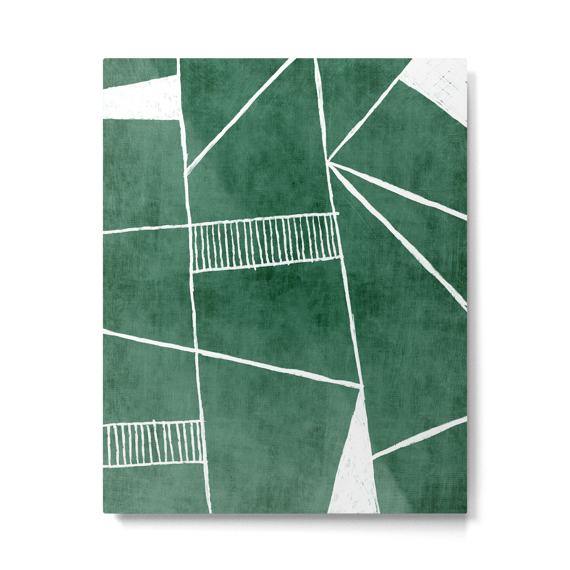 Minimalist Dark Green White Lines Artwork Metal Print Gallery Image 4