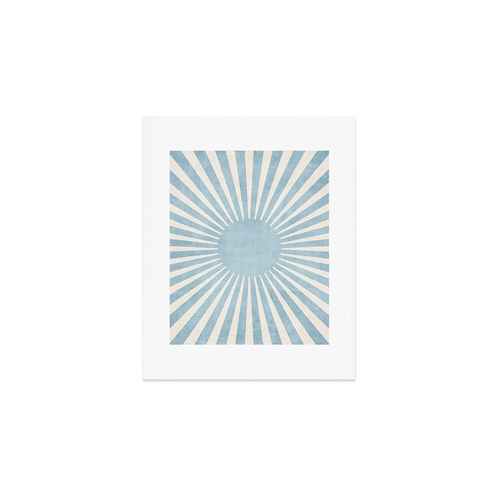 Minimalist Light Blue White Sunburst Art Print Gallery Image 1