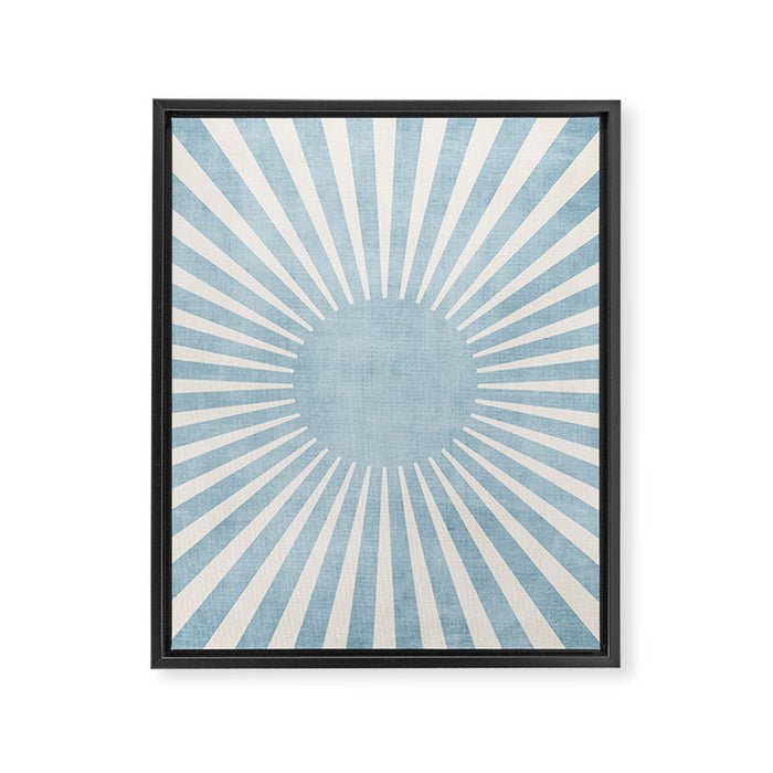 Minimalist Light Blue White Sunburst Framed Canvas Print Gallery Image 1
