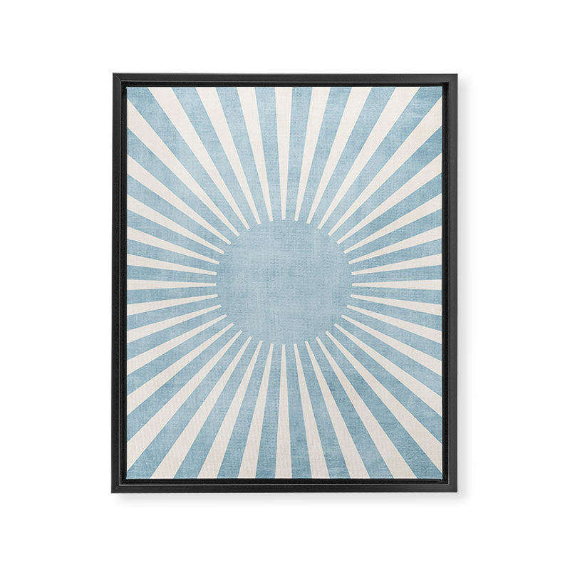 Minimalist Light Blue White Sunburst Framed Canvas Print Gallery Image 6