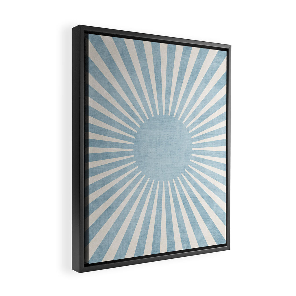 Minimalist Light Blue White Sunburst Framed Canvas Print Gallery Image 2