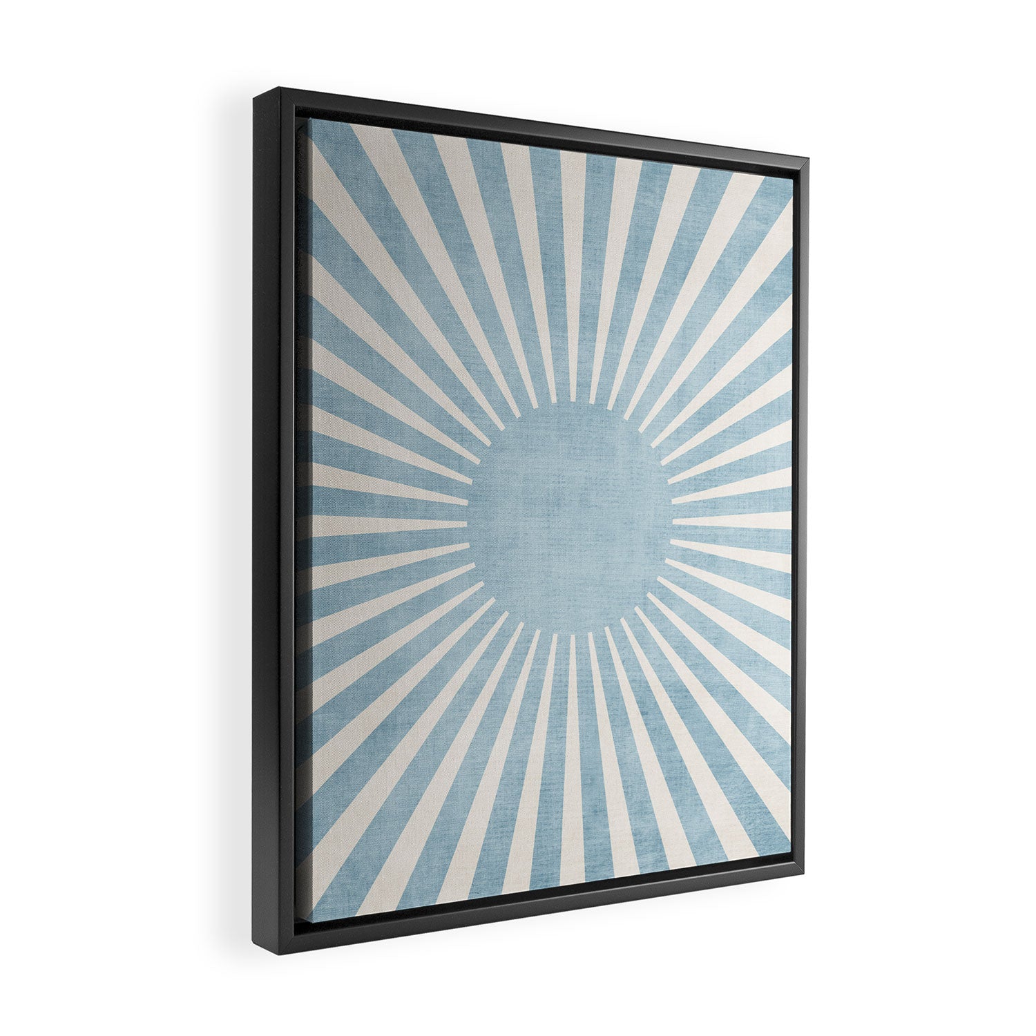Minimalist Light Blue White Sunburst Framed Canvas Print Gallery Image 2