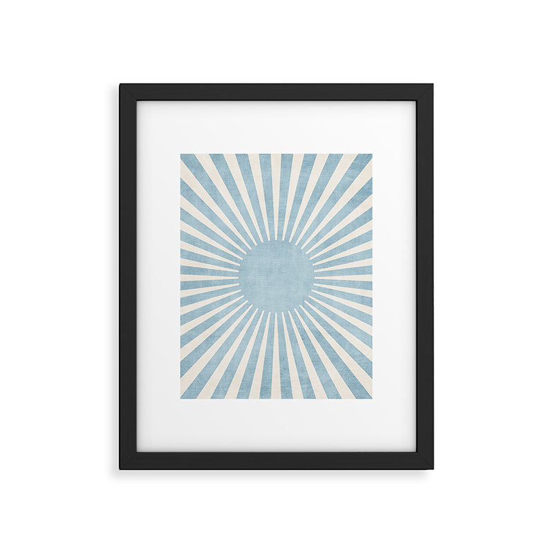 Minimalist Light Blue White Sunburst Framed Art Print Gallery Image 5