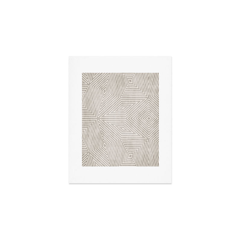 Minimalist Modern Beige Lines OpArt Art Print Gallery Image 1
