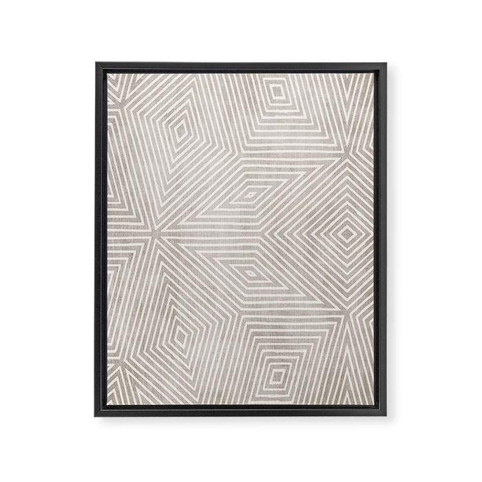 Minimalist Modern Beige Lines OpArt Framed Canvas Print Gallery Image 1