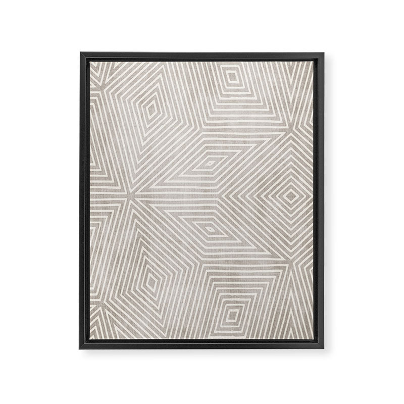 Minimalist Modern Beige Lines OpArt Framed Canvas Print Gallery Image 6