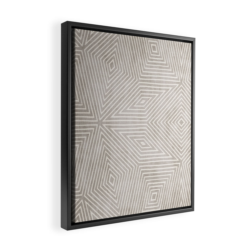 Minimalist Modern Beige Lines OpArt Framed Canvas Print Gallery Image 2