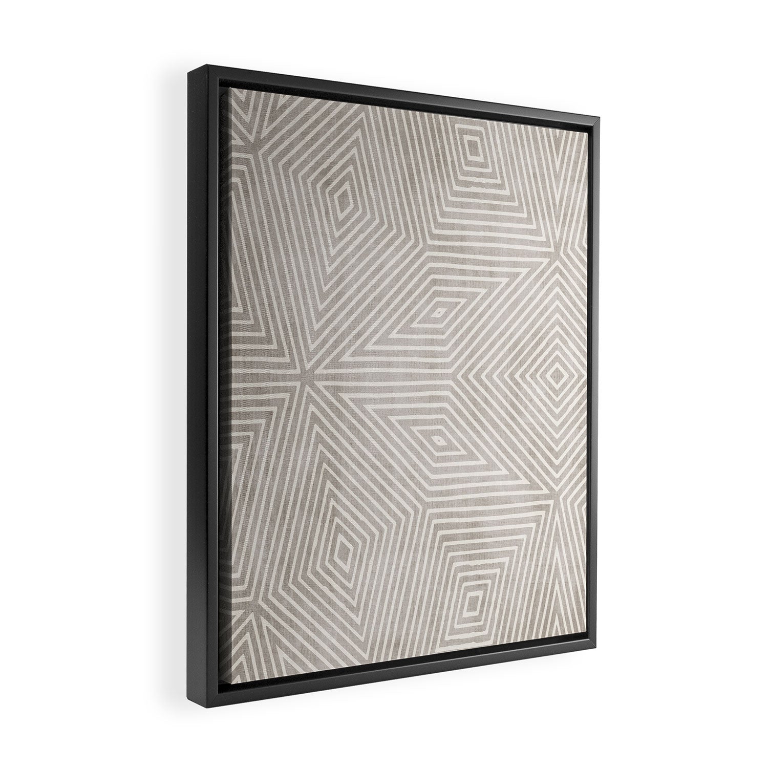 Minimalist Modern Beige Lines OpArt Framed Canvas Print Gallery Image 2
