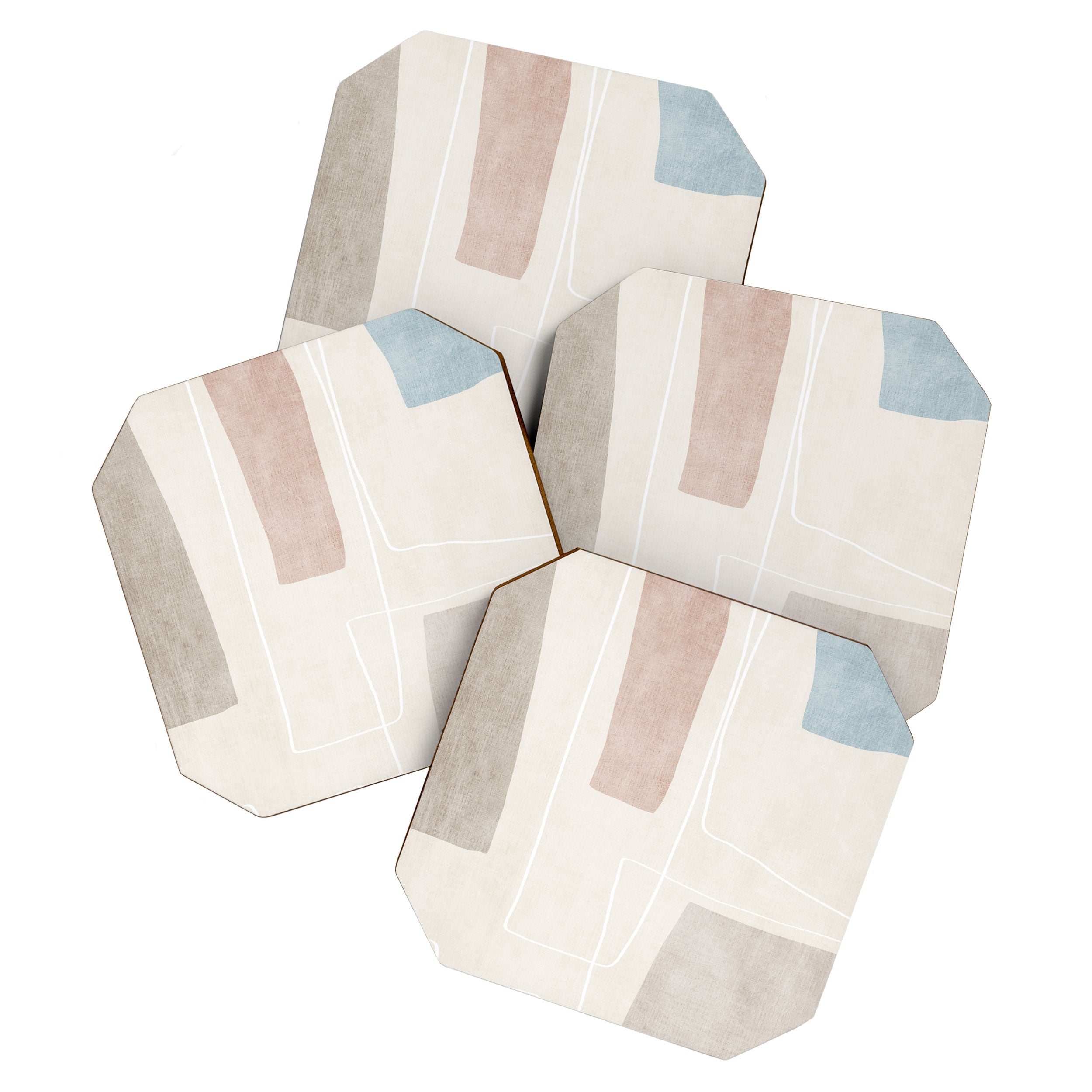 Minimalist Neutral Abstract Artwork Coaster Gallery Image 1