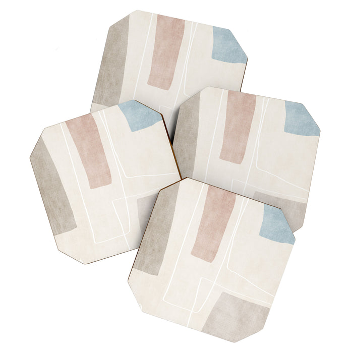 Minimalist Neutral Abstract Artwork Coaster Gallery Image 1