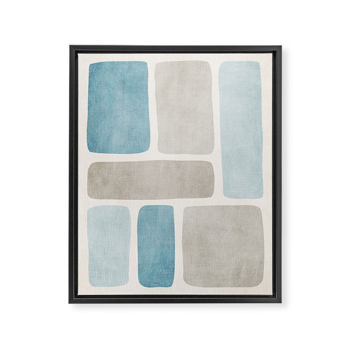 Minimalist Neutral Blue Beige Tones  Framed Canvas Print Gallery Image 1
