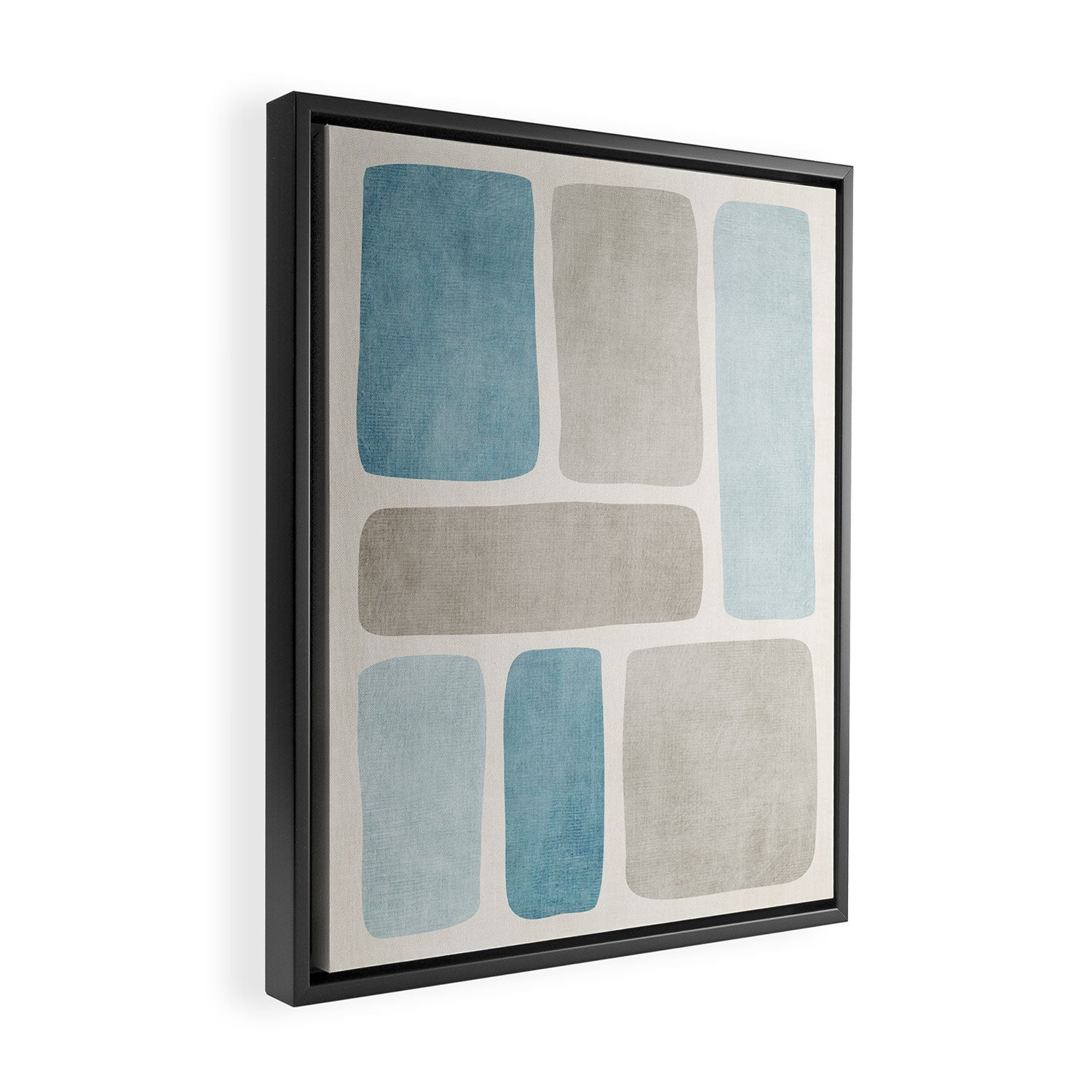 Minimalist Neutral Blue Beige Tones  Framed Canvas Print Gallery Image 2