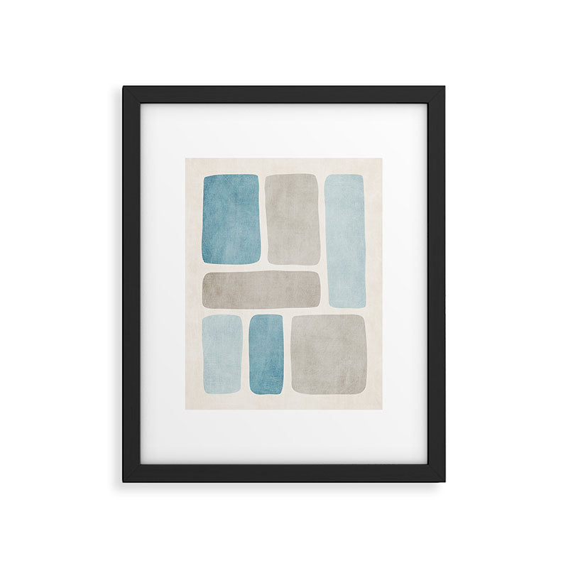 Minimalist Neutral Blue Beige Tones  Framed Art Print Gallery Image 4