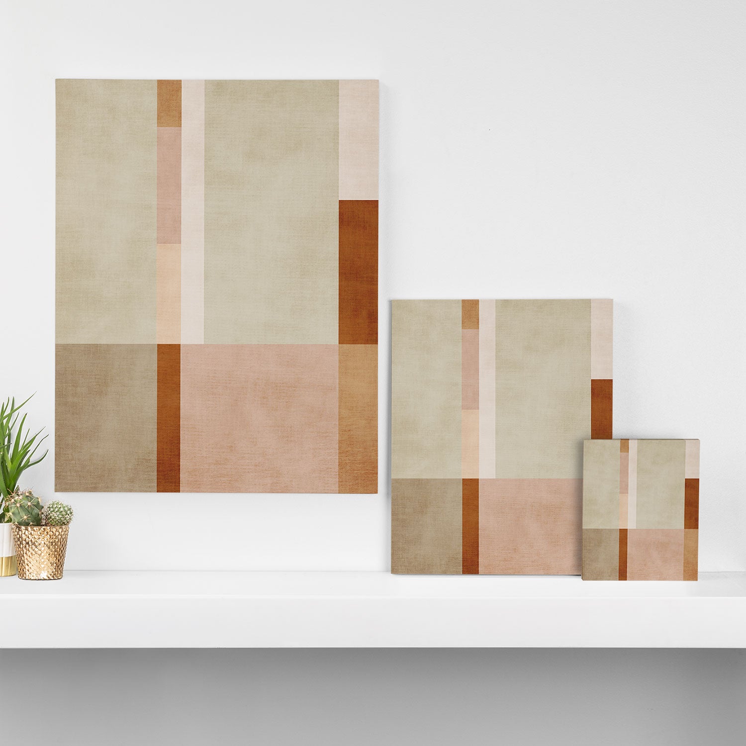 Minimalist Neutral Geometric Abstract Artwork Canvas Print Gallery Image 3