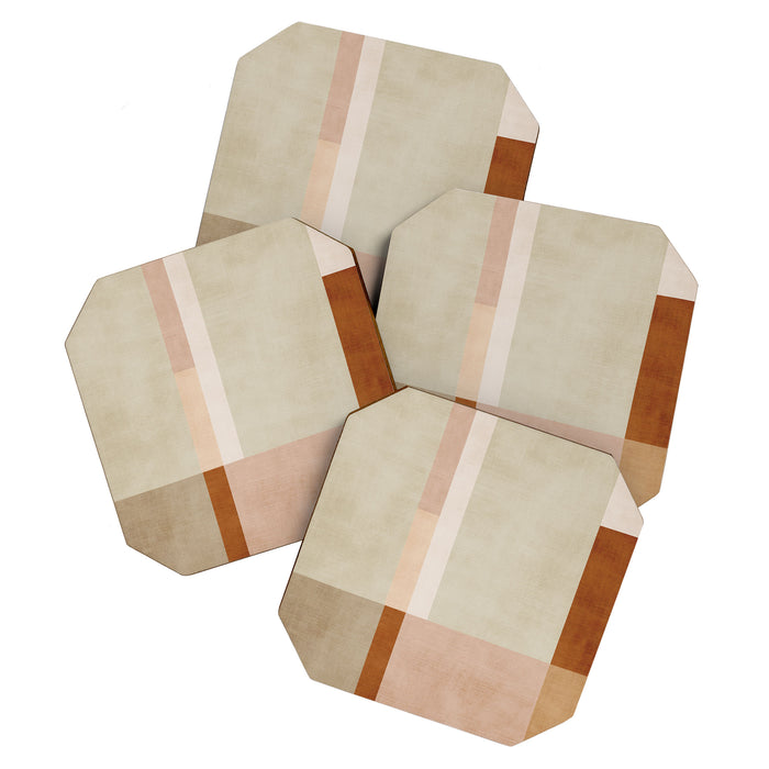 Minimalist Neutral Geometric Abstract Artwork Coaster Gallery Image 1