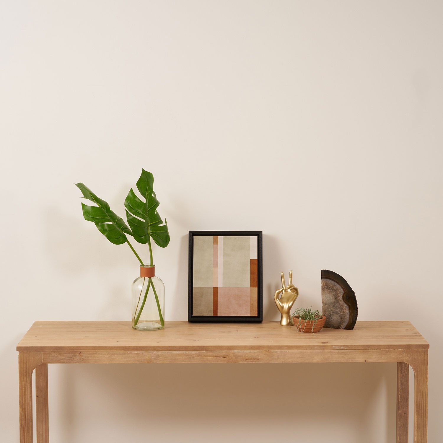 Minimalist Neutral Geometric Abstract Artwork Framed Canvas Print Gallery Image 4